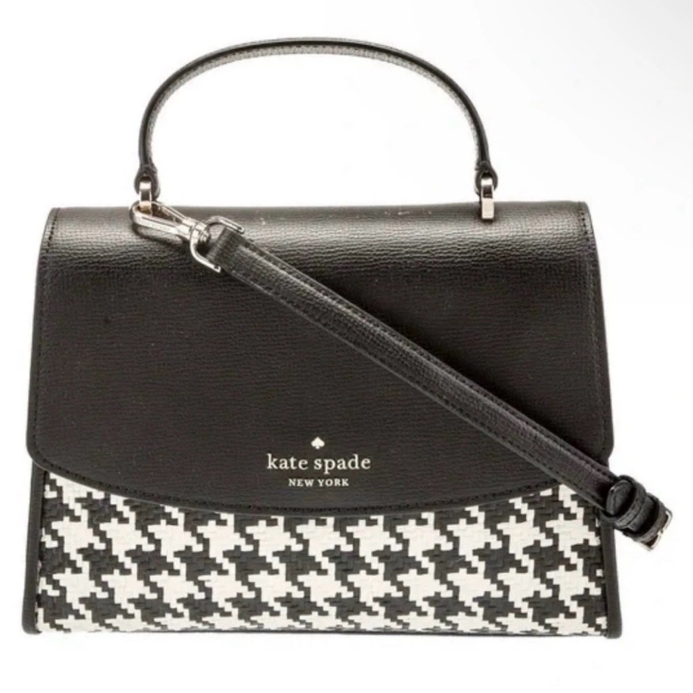 Kate Spade Darcy woven houndstooth top handle satchel crossbody NWT